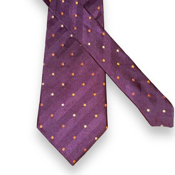 Dormeuil Paris Purple Polkadot Handmade Silk Neck Tie - Picture 1 of 4